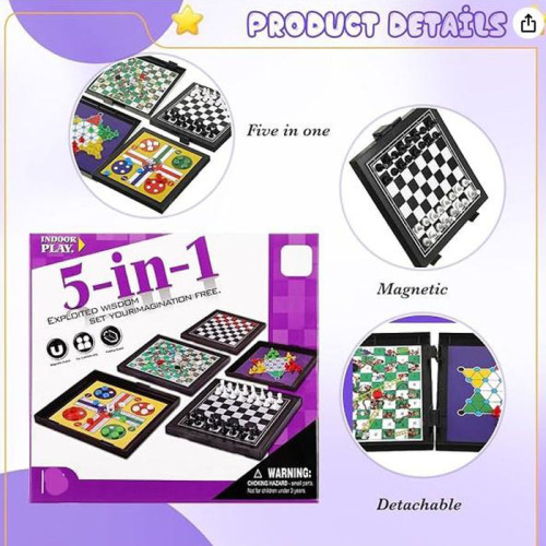 Mainan Papan Magnet 5 Macam 5 in 1 Magnetic Board Game