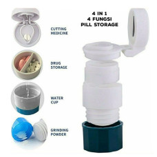Tempat Obat 4 in 1 Giling Potong Simpan Cup Air Multifungsi