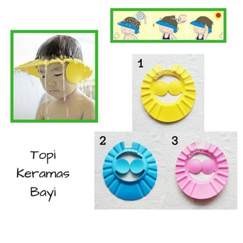 Topi Keramas - Topi Pelindung Mata Anak Saat Keramas dengan kancing
